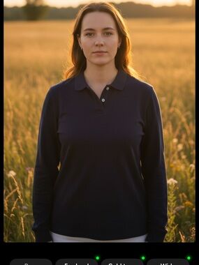 Lands' End Black Long Sleeve Tee Classic Design